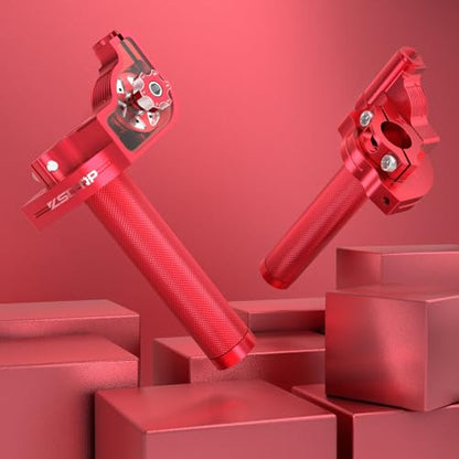 Throttle Grip Throttle Cable Motorcycle 22mm Universal CNC Aluminum Accelerator Throttle Twist Grips Handlebars for KLX CR CRF EXC XR TTR CB SSR ATV Dirt Bike Pit Bike - color: Red
