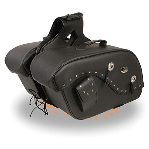 Milwaukee Leather Studded Throw-Over Motorcycle Saddlebags – Synthetic Leather – Universal Fit – Zip-Off - Large - color: MP8300-BLACK, size: Large