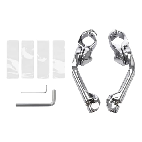 TCMT 32mm 1.25" Chrome Long Angled Highway Engine Guard Foot Peg Fits For Harley Touring Road King Street Glide Road Glide Electra Glide Softail Sportster XL 883 1200 Dyna with 1.25" Engine Guards - color: Chrome, size: 2 X Mounting Clamps