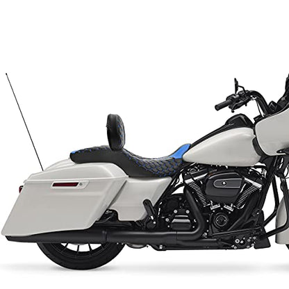 C.C. RIDER Motorcycle Backrest Plug-in Driver Rider Backrest Sissy Bar for Harley Davidson Touring CVO Street Glide Road Glide Electra Glide Road King 2009-2023 - color: Rider Backrest-Blue Stitching
