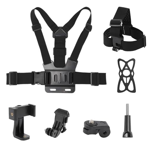 Mobile Phone Chest Strap Harness Mount Head Strap Holder Kit for POV/VLOG,Cell Phone Clip Compatible with iPhone,Samsung,GoPro Hero 9, 8,7, 6, 5, 4, 3,2, 1,AKASO,DJI Osmo,and Action Cameras…