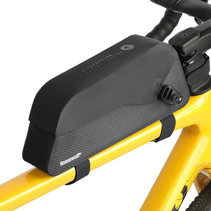 Rhinowalk Waterproof Top Tube Bike Bag IPX4 Magnetic Closure Frame Pack Slim Profile Fits Road Mountain Bike 1.3L - color: Black Toptube Bag, size: 1.3L