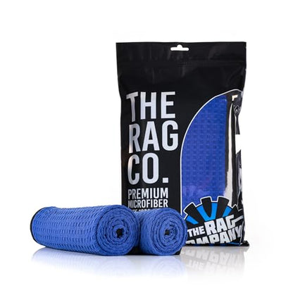 The Rag Company Dry Me A River, Professional Korean 70/30 Blend Microfiber Waffle-Weave Drying & Detailing Towels, Soft Suede Edges, 390 GSM, 20x40 Inches, Royal Blue, 2-Pack - color: Royal Blue, size: 20in x 40in