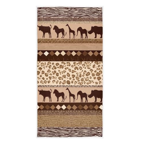 Naanle African Animal Leopard Pattern Soft Highly Absorbent Guest Large Home Decorative Hand Towels Multipurpose for Bathroom, Hotel, Gym and Spa (16 x 30 Inches) - color: Leopard