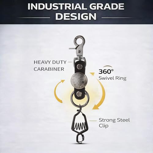Heavy Duty Glove & Hat Clip with Carabiner, All-Metal Spring Clamp Work Glove Holder for Tool Belt, Harness, Backpack - style: Leather