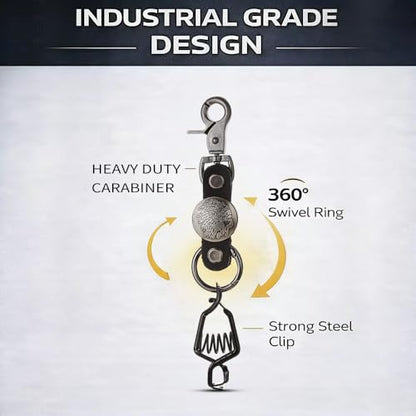 Heavy Duty Glove & Hat Clip with Carabiner, All-Metal Spring Clamp Work Glove Holder for Tool Belt, Harness, Backpack - style: Leather