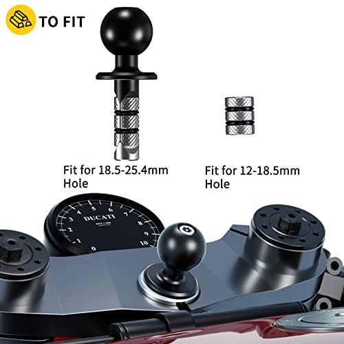 iMESTOU Waterproof Motorcycle Fork Stem Phone Mount Case 1" Ball Bike Phone Holder Anti-Theft with B Size Double Socket Arms Aluminum Ball Base for 5.5"-6.8" Cellphones (L)