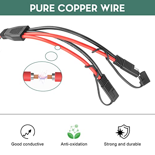 10AWG SAE Y Splitter Cable, 1 to 2 Way SAE Extension Cord with Fuse | With SAE Polarity Reverse Adapter, Quick Disconnect Automotive DC Power Wire,For RV Motorcycle Solar Battery Transfer 2FT - size: 10AWG with Fuse