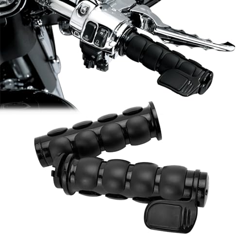 DREAMIZER 25.4MM Motorcycle Handlebar Grips 1 inch Compatible with Honda Shadow Spirit 750 Valkyrie Fury VTX1300 VTX1800 VT400 VT750 VT1100 - Smooth - style: Flat-black With Big Throttle