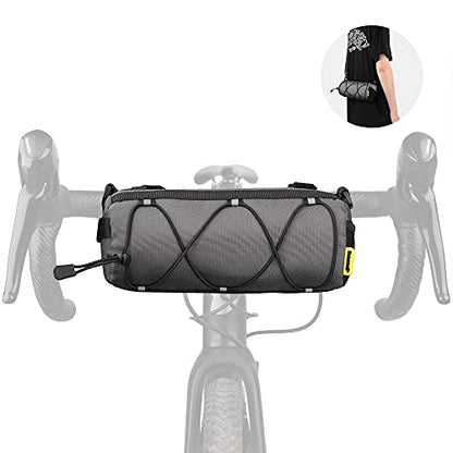 Rhinowalk Bike Handlebar Bag, Bicycle Front Bag Shoulder Bag Storage Bag with Shoulder Strap for Road Mountain Bike Cycling Travel - color: Grey