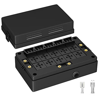 DAIERTEK Fuse Relay Box 12V Automotive 10 Slots Relay Holder 15 Slots ATC/ATO Fuse Holder Universal Fuse and Relay Box Block for Automotive Truck Marine Boat - color: Relay Box