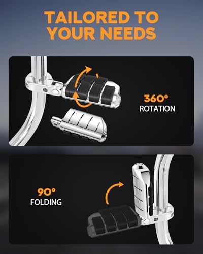 PBYMT Highway Pegs, P-Clamp A3 Steel Highway Footpegs Footrest Fit For 1.25''(32mm) Crash Bars Compatible with Harley Davidson Touring Chrome - color: Chrome