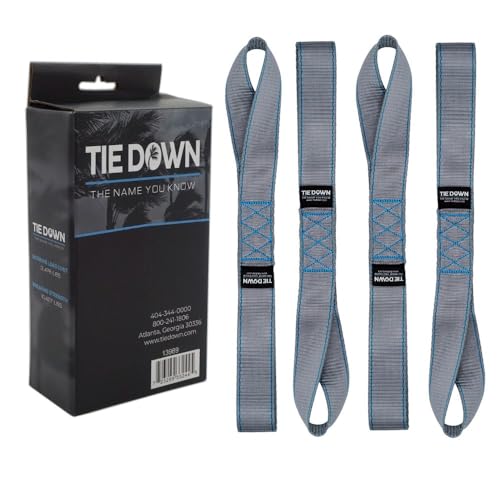 Tie Down 1.5 inch x 17 inch Grey Heavy Duty Soft Loop Straps, 4-Pack Kit - 10427 lbs. Breaking Load Limit - color: Grey