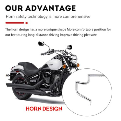 1.5" Fat Crash Bar Engine Guard Highway Bar for Kawasaki Vulcan 900 VN900 Custom Classic 2006-2023 (Chrome) - color: Chrome