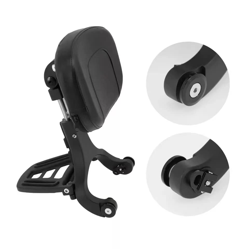 Adjustable Sissy Bar Backrest With Folding Luggage Rack For Kawasaki 900 Classic (Matt Black)