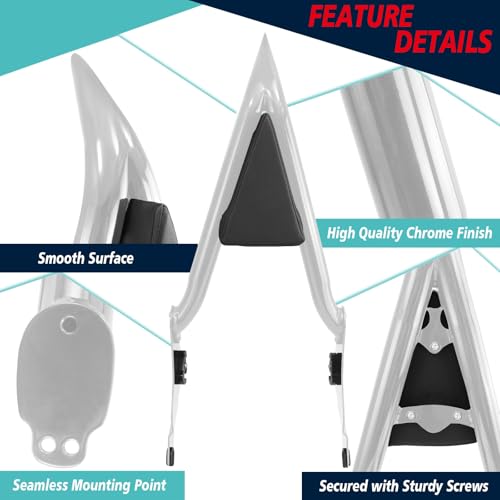 YHMOTO Detachable Sissy Bar Passenger Backrest 22" Inch Rear Pad Fit for Harley Touring Models 2009-2025 Road King Ultra CVO Limited Street Glide Road Glide Electra Glide (Chrome) - color: Chrome Sissy Bar
