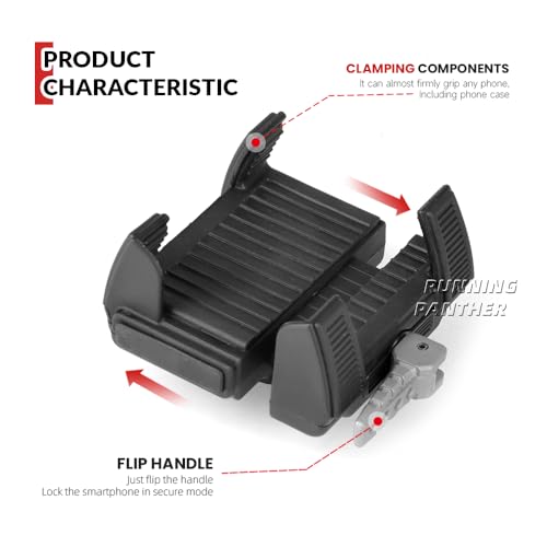 Motorcycle Phone Mount for Harley Davidson, Universal Cell Phone GPS Navigation Holder with Black Perch Mount for Harley Yamaha Kawasaki Suzuki Indian Honda Goldwing GL1800 GL1500