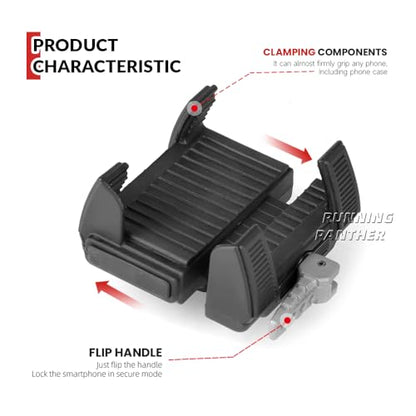 Motorcycle Phone Mount for Harley Davidson, Universal Cell Phone GPS Navigation Holder with Black Perch Mount for Harley Yamaha Kawasaki Suzuki Indian Honda Goldwing GL1800 GL1500