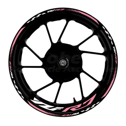 Awonderful 17"Wheel Rim Stickers For Yamaha YZF R7 2022-2024,Pink | Reflective Vinyl Wheel Stripe Kit. Waterproof, Self-Adhesive Decals, Decorate Motorcycle Wheel Rims, Easy to Paste - color: Pink