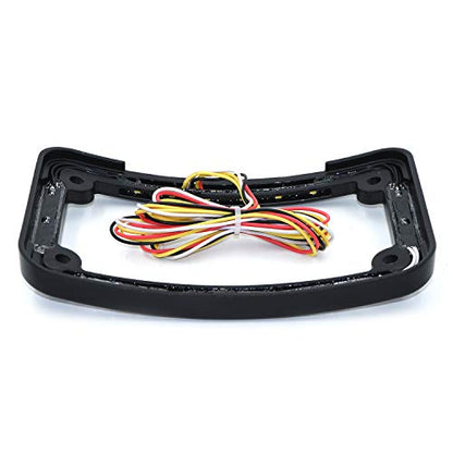 HTTMT- Dual LED Curved Motorcycle License Plate Frame w/Turn-Signal,Brake Light - Black Finish Universal Compatible with Any Motorcycle [P/N: MT294-007-BK] - color: Black