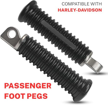 2pcs Foot Pegs Fit for Harley, Passenger Motorcycle Foot Pegs for Harley Davidson Sportster 883 1200, Forty Eight, Iron 883, Dyna, Road King, 10mm Bore, Aluminum Bike Rear Footrest Pedals Mounting