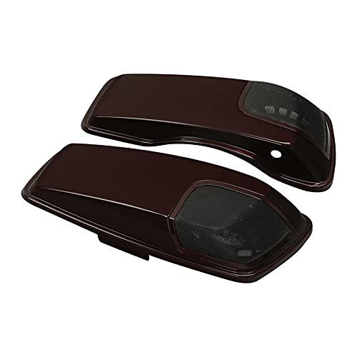HR3 Twisted Cherry Saddlebag Lids w/ 5"x7" Speaker Grills Compatible with 2018 Street Glide Special Ultra Limited FLHTKL 2018-2019 Road Glide FLTRU (Replace for OEM)