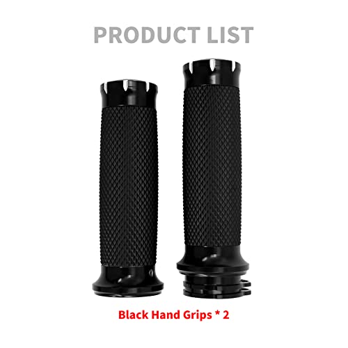 1 inch Handlebar Grips 25mm Aluminum Defiance Cable Throttle Hand Grips Compatible with Harley Touring Softail Dyna Sportster XL883 1200 XR VRSC - color: Black-Electronic Throttle