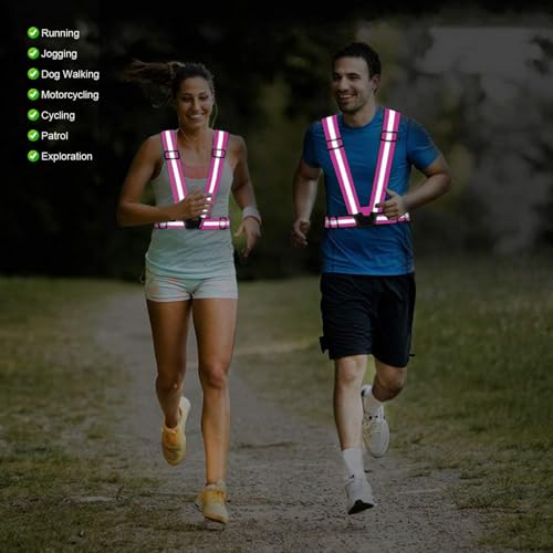 Reflective Vest Running Gear, 2Pack High Visible Safety VES for Cycling Jogging Running Walking, Adjustable for Men Women - color: 2 x Pink