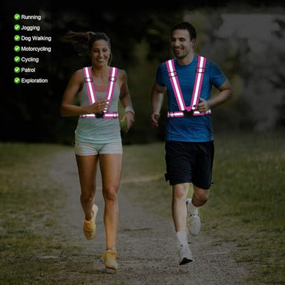 Reflective Vest Running Gear, 2Pack High Visible Safety VES for Cycling Jogging Running Walking, Adjustable for Men Women - color: 2 x Pink