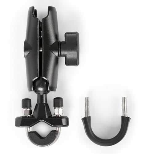 1" Ball Handlebar U-Bolt Mount Base with Middle Double Socket Arm, Aluminum Alloy, Compatible with RAM Mounts and 1" Ball Bike Motorcycle Phone Holder or GPS Mount - style: U-Bolt Base w 3.54" Arm