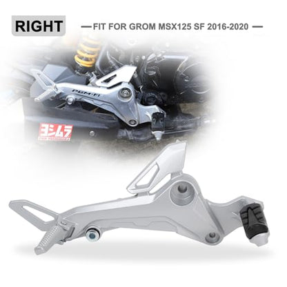 Mokuo Motorcycle Right Side Footpegs Pedal Footrest Assembly in Aluminum Alloy Compatible with Honda Grom Msx125 SF 2017-2020 Parts, Right Side - color: Silver Right