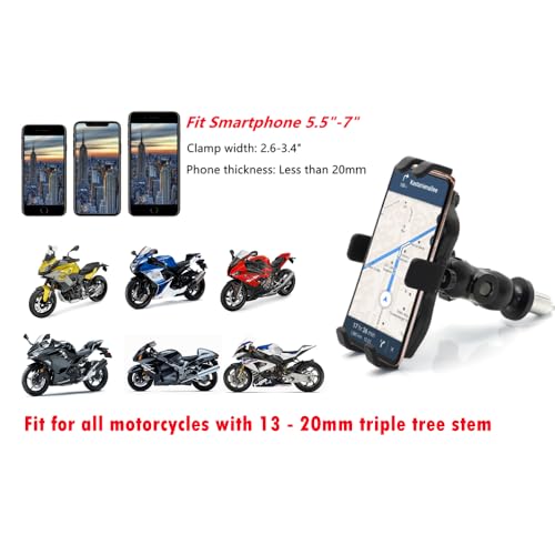 Motorcycle Mobile Phone Mount Mobile Phone Holder Adjustable Size Fit on All Motorcycles with Holes Fixing Device