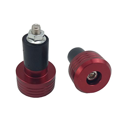 Motorcycle Handlebar Ends,7/8'' Handle Bar Slider Caps Weight Plugs CNC Aluminum (Red) - color: Red