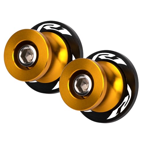 M6 Swingarm Spools for Motorcycles For YZF-R1 2004-2025 YZF-R1M 2015-2025 Durable CNC Aluminum Sliders for Maintenance & Rear Swingarm Protection Accessories (Gold) - color: Gold