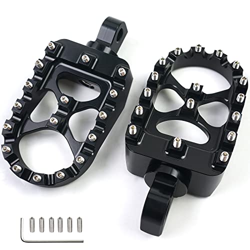 MDPROMCP CNC Motorcycle Wide Foot Pegs Aluminum 360° Roating Adjustable Suitable Compaitble with Dyna Fatboy Iron 883 Sportster 883(Black) - color: Black