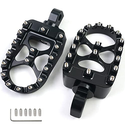 MDPROMCP CNC Motorcycle Wide Foot Pegs Aluminum 360° Roating Adjustable Suitable Compaitble with Dyna Fatboy Iron 883 Sportster 883(Black) - color: Black