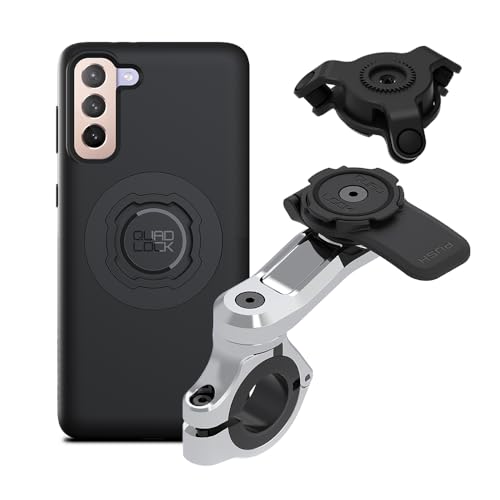 Quad Lock Motorcycle Handlebar Phone Mount PRO Chrome with Vibration Dampener and MAG Phone Case for Galaxy S21+ - size: Galaxy S21+