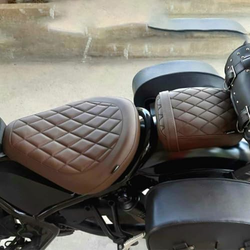 Touring Soft Leather Front Driver Seat Cushion Pad Rear Passenger Pillion Seat fit for Ho-nda Rebel CMX 300 CMX 500 2017 2018 2019 2020 2021 2022 2023 2024 (1 Set-Brown) - color: 1 Set-Brown