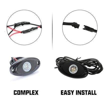 SUNPIE 20 Pods White Rock Lights – Quick Connect, 3 High Power Chips, 5M Extension Wires, Mounting Pads Included, 6000K Pure White, IP67 Waterproof, Fits Trucks, SUV, ATV, UTV, Trailer - color: White, size: 20 Pods