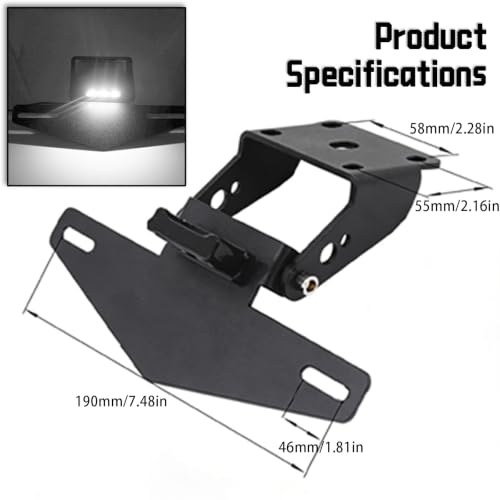 Motorcycle License Plate Bracket Mount Holder with Light Adjustable License Plate Frame Fender Eliminator with LED Light Tail Tidy Device Fit for KTM Duke 125 200 250 390 2017-2019