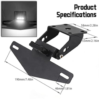 Motorcycle License Plate Bracket Mount Holder with Light Adjustable License Plate Frame Fender Eliminator with LED Light Tail Tidy Device Fit for KTM Duke 125 200 250 390 2017-2019