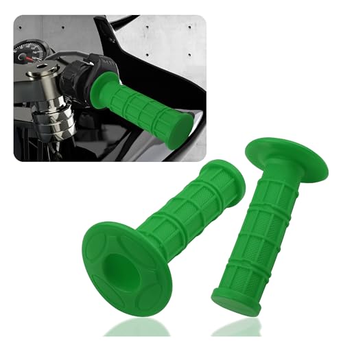 2PCS Motorcycle Grips,Anti-Slip Rubber Dirt Bike Grips with 7/8" Left & 1" Right Compatible with CRF KXF,Universal Motorcycle/Bike Handlebar Grips for Women & Men (Green) - color: Green