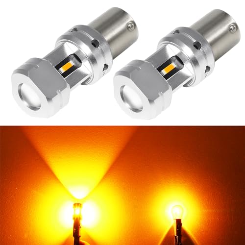 PHINLION 3600 Lumens 1156 7506 Amber LED Turn Signal Light Bulbs Super Bright P21W 1141 2396 7506 LED Bulb for Car Truck Motorcycle RV Blinker Lights, Amber Yellow - color: Amber Yellow