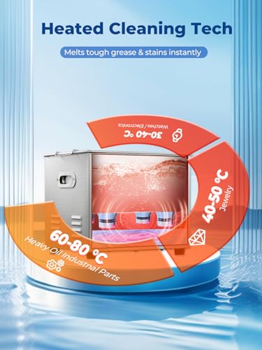 Ultrasonic Cleaner with Heater and Timer, Stainless Steel Ultrasonic Washing Machine, Professional Sonic Cleaning for Parts, Bike Chain, Metal Engine Parts, Gun (10l-2.6gal) - size: 10 l