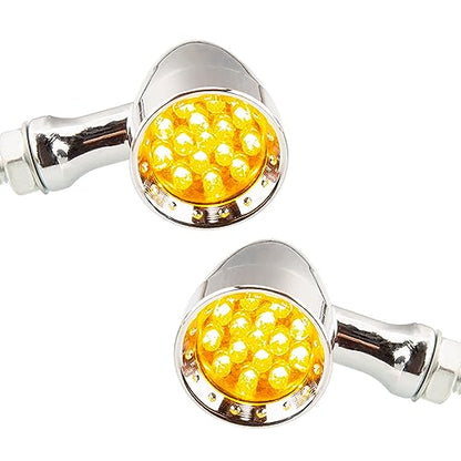 TSUNG Bullet LED Turn Signal Light Motorcycle Front Rear Indicator Small Blinker Universal for Cruiser Chopper Bobber Cafe Racer Street Bike (B-Chrome-Amber) - color: B-Chrome-Amber