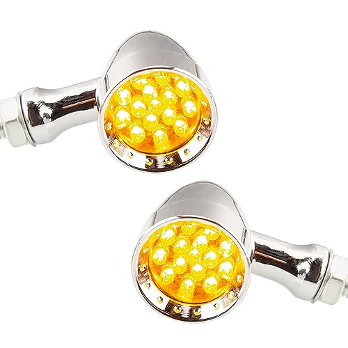 TSUNG Bullet LED Turn Signal Light Motorcycle Front Rear Indicator Small Blinker Universal for Cruiser Chopper Bobber Cafe Racer Street Bike (B-Chrome-Amber) - color: B-Chrome-Amber