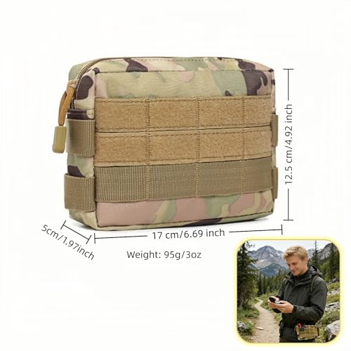 MOLLE Pouch Tactical EDC Utility Bag, Water Resistant 600D Nylon Waist Pack for Men Women, Multi-Functional Tool Organizer with MOLLE Webbing for Hiking Camping Travel Accessories Phone Wallet