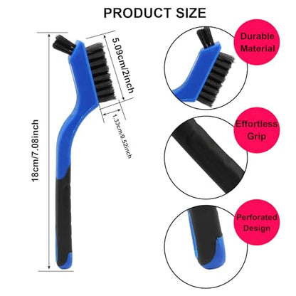 3PCS Durable Wire Brush Set,Brass Stainless Steel Nylon,Curved Handle Brush for Cleaning Rust Removal in Holes DIY Enthusiasts(Blue) - style: Blue-Nylon,Brass,Stainless Steel