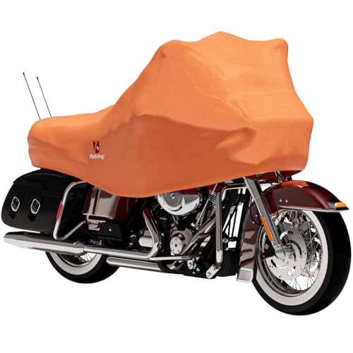 420D Motorcycle Half Cover-Outdoor Waterproof All Weather Protection Lightweight Half Cover, Orange XL Size for Most Touring Models Harley Davidson,Honda Goldwing,Road King Street Glide - color: orange, size: XL