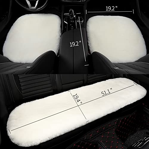 IRIWOOL Genuine Sheepskin Auto Seat Pad, Australian Soft Wool Seat Cover Breathable and Sweat-Wicking Universal Fit (Front seat Cushion 2pcs & Rear seat Cushion 1pc, Gray) - color: Gray, size: 3 Piece Set